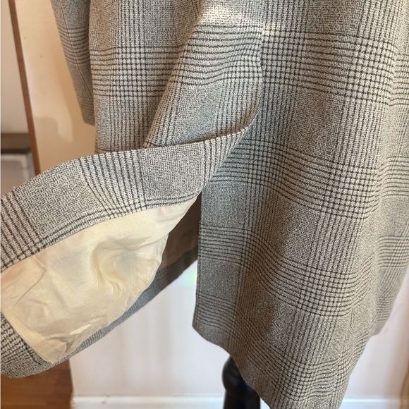 Vintage 1980s Plaid Long Line Jacket with Leather Details - Picture 8 of 9